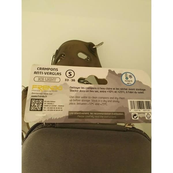 Crampons Anti-verglas Ice Light - FRENDO - Storlek S - 13 spikar på 12 mm - Rostfritt stål