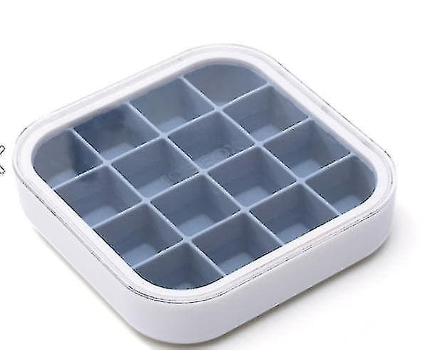 Hmwy-13cm 16 Ice Silicone Ice Box Maker brickor med lock för frys, isdrycksverktygstillbehör (grå)