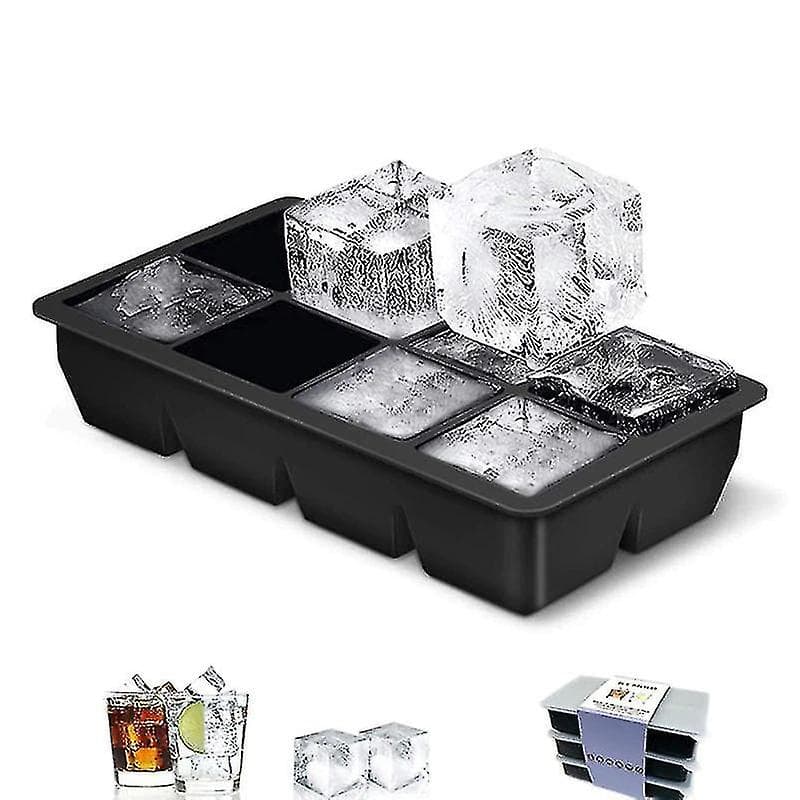 Hmwy Grids Square Ice Cube Tray Mögel Isbitar Silikonform DIY Glass (21,5 * 11,5 * 5 cm, svart)
