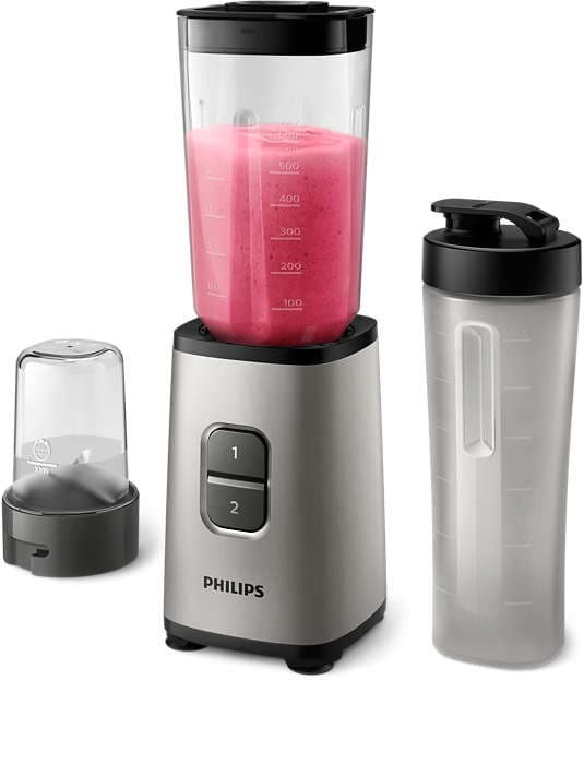 Philips Mini Blender | HR2604/80 Daily Collection | Tabletop | 350 W | Jar material Plastic/Glass | Jar capacity 0.6+0.6 L | Ice crushing | Pearl meta