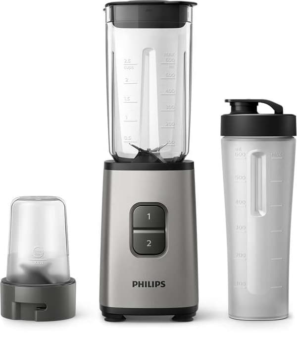 Philips Mini Blender | HR2604/80 Daily Collection | Tabletop | 350 W | Jar material Plastic/Glass | Jar capacity 0.6+0.6 L | Ice crushing | Pearl meta