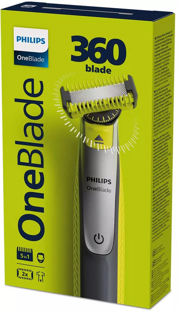 Philips | Face and Body Shaver | QP2834/20 OneBlade 360 | Operating time (max) 60 min | Wet & Dry | Lithium Ion | Black/Green