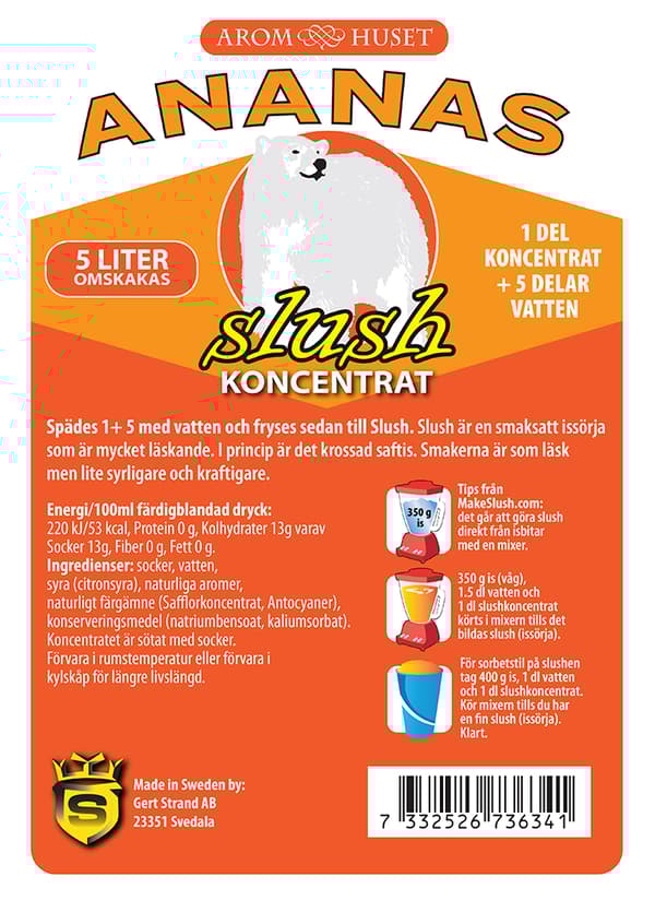SLUSH Ananas koncentrat 5L, spädes 1+5
