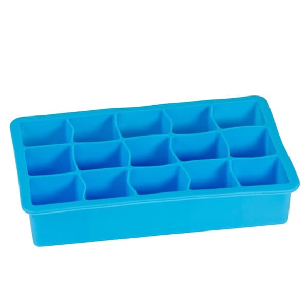 Iskubs boks Isterningbakker Isterningform i silikon med 15 rom på 3 x 3 x 3 cm hver for store isbiter BPA-fri fleksibel