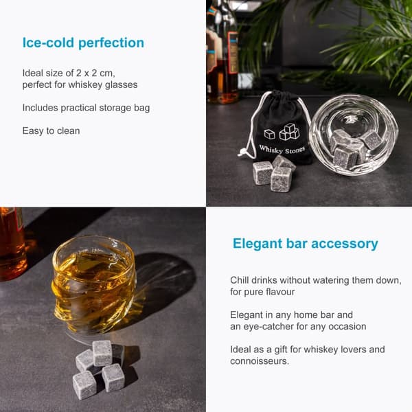 Whiskey Stones gjenbrukbare isbiter i rustfritt stål med oppbevaringsboks som er perfekt for kjøling av whisky