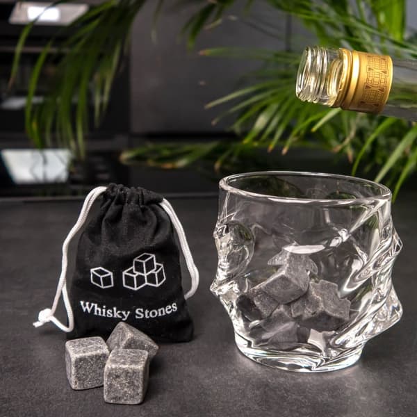 Whiskey Stones gjenbrukbare isbiter i rustfritt stål med oppbevaringsboks som er perfekt for kjøling av whisky