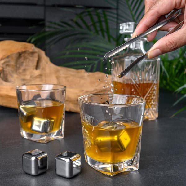 Whiskeystenar återanvändbara isbitar i rostfritt stål med förvaringslåda som passar perfekt för whisky kylstenar kylbitar