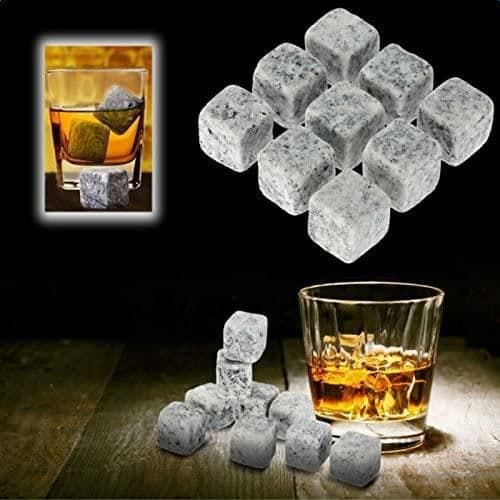 Set med 9 återanvändbara granitwhiskystenar Täljstensiskuber Dryckskylare
