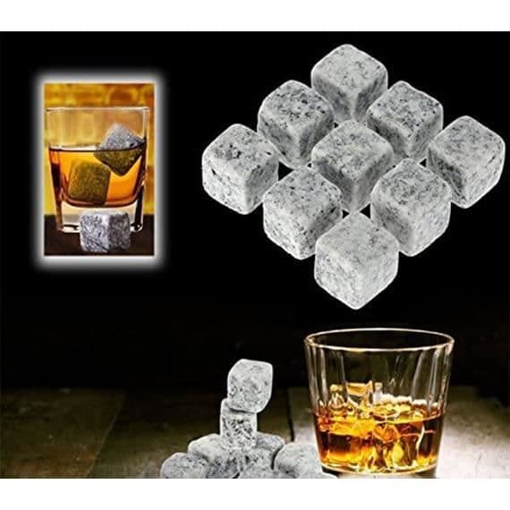 Isbitar - Whisky - 9 st - Täljsten - Återanvändbar - Sammetspåse