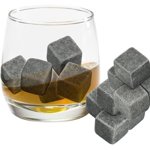 Isbitar - Whisky - 9 st - Täljsten - Återanvändbar - Sammetspåse
