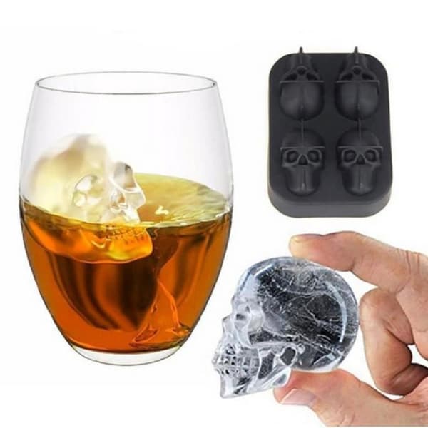 Iskubsform - Panlom® - 3D Skull - Livsmedelsgodkänd silikon - 5 x 6,3 cm - Svart