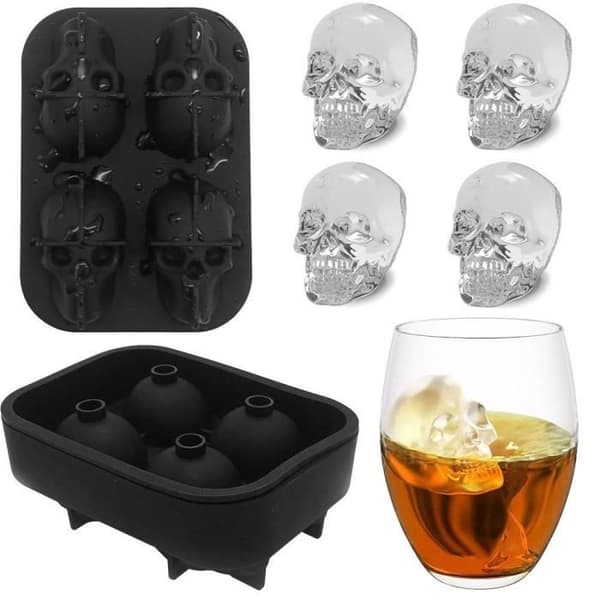Skeleton Skull Silikon iskubbricka med lock BPA-fri mögelmaskin Chokladgodis Halloween Deco