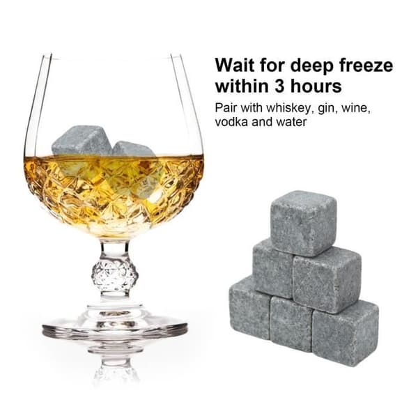 ESTINK Whiskey Stones Whisky Stones 2 cm Granit Whisky Ice Pie Stone Flanellpåse Presentset för Whisky Gin Wine