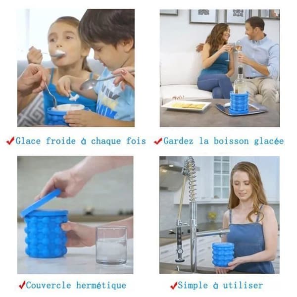 Ice Cube Maker Genie,Iskubsbricka i silikon Ishinkformar, Ice Cube Form Whiskey Squares Ice Cube Ship@H4
