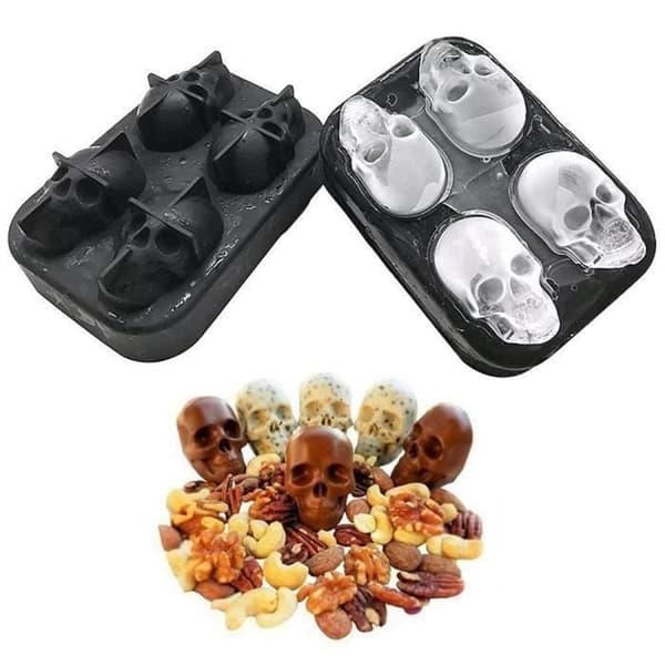 Ice Cube Mould - Ej specificerat - Skalle - Livsmedelsgodkänd silikon - BPA-fri - Set med 4