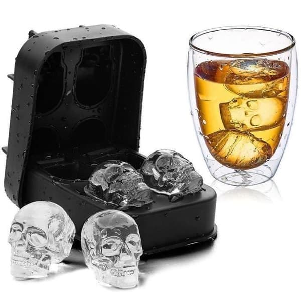 Ice Cube Mould - Ej specificerat - Skalle - Livsmedelsgodkänd silikon - BPA-fri - Set med 4