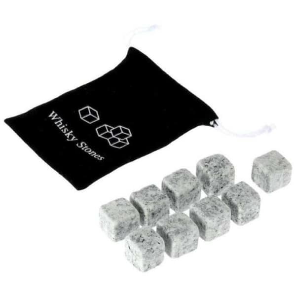 GL11459-Set med 9 bitar av granit whiskysten. Glaciärblockkuber. naturlig bulk kylare för köksredskap
