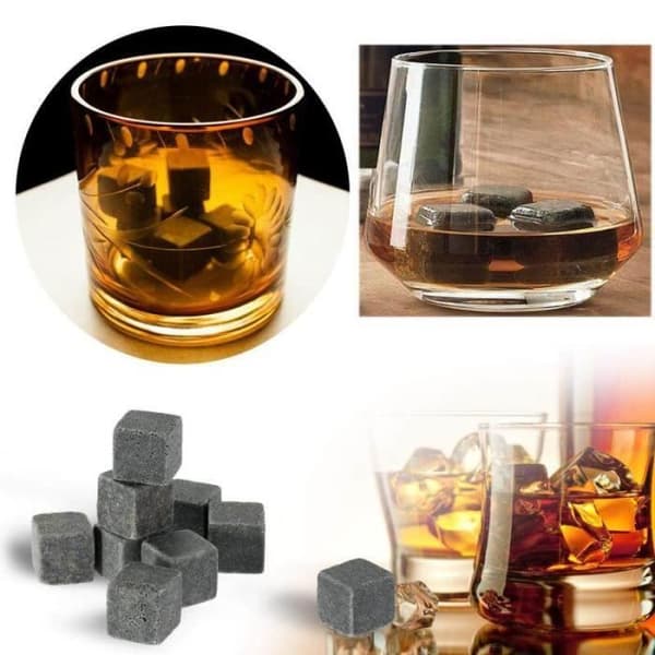 HK11470-Glaserade whiskystenar. Kylande kuber. granitficka. återanvändbar. 9 stycken