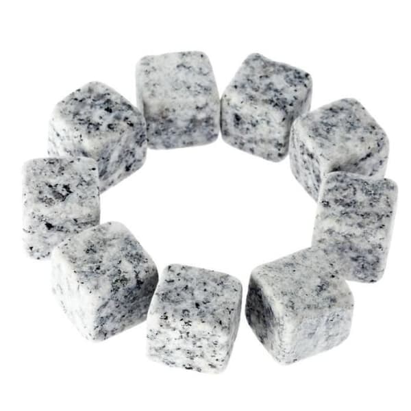 GL12608-Set med 9 bitar av granit whiskysten. Glaciärblockkuber. naturlig bulk kylare för köksredskap