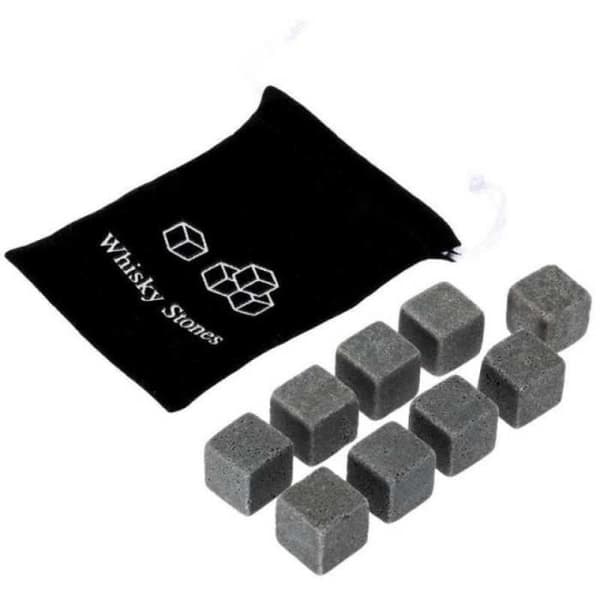 GL12608-Set med 9 bitar av granit whiskysten. Glaciärblockkuber. naturlig bulk kylare för köksredskap