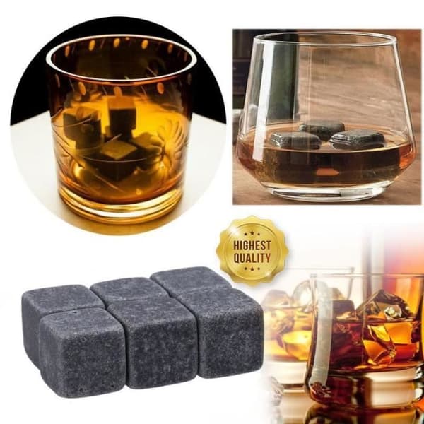 GL00506-Återanvändbara kylande whiskystenar. 6 stycken. isstenar. naturstenar. Bar. vin. bröllopspresent