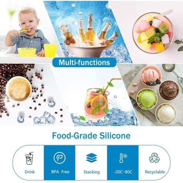 Ice Cube Brickor, Ice Cube Maker, Ice Cube Form med lock, Magic Ice Cube hink Iskuber-Ishink-UPPFRISKARE