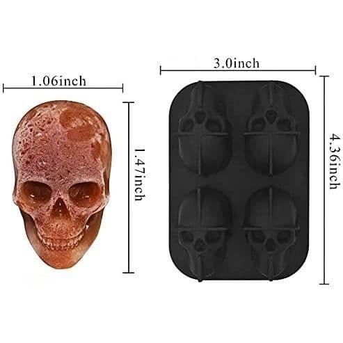 3D Ice Cube bricka, 3D Skull Ice Cube bricka, 3D Ice Cube bricka Silikonform Skalle 4 hål Ice Cube bricka med C,378