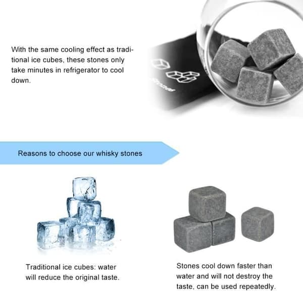 Issten Iskuber Whiskystenar Paket med 9 st Whiskey Chilling Stone Iskuber Drycker Vin Ölkylare Barware