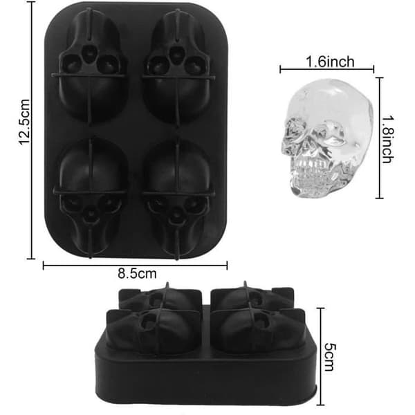 En skalleformad silikoniskub - YUESEN 2 st 3D-skalformad iskubform gjord av mjuk silikon för 457