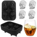 Miniatyrbild 2 av 4: Lezed 3D Skull Ice Cube-bricka Silikon Ice Cube-bricka Form 3D Skull Head 4 Hål Ice Cube-bricka med lock för206