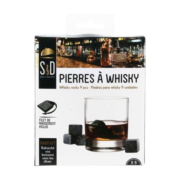Whiskystenar - Vin och mottagningar - Set om 9 - Kyl utan att späda ut - Färg Grå - Sten