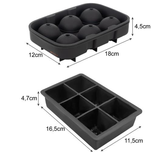 2-Pack stablebare silikonformer for iskuler og isbiter XXL store isbiter