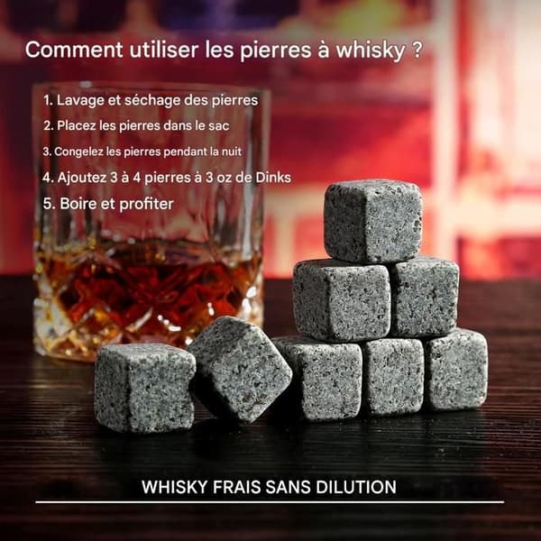 Whisky Gåva Set - Återanvändbara Isbitar, Glasunderlägg - Whiskyglas - Whiskysten - Presentset för Man