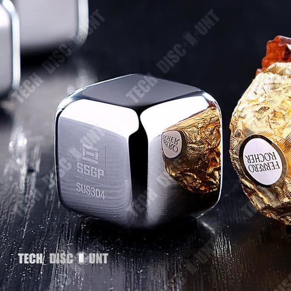 TD® Ice Cube Stone Whisky Återanvändbar rostfritt stål Alkoholvin Högkvalitativ present för män Dryckskylarset med 4