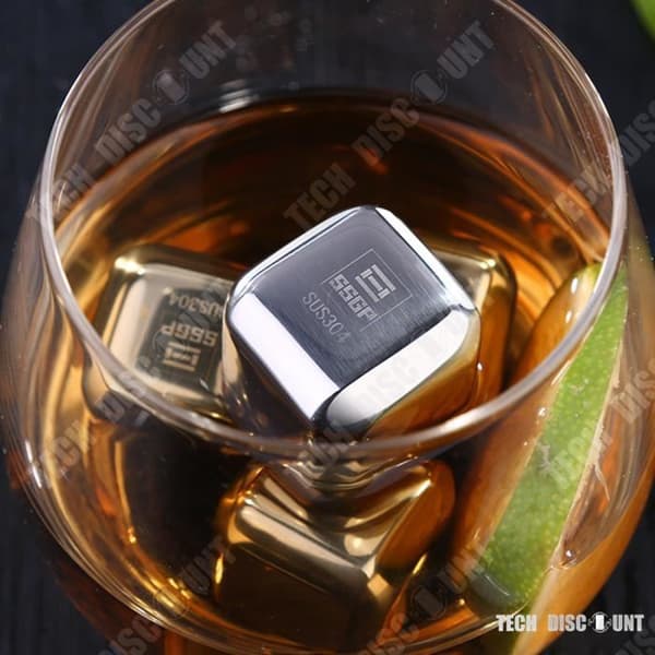TD® Ice Cube Stone Whisky Återanvändbar rostfritt stål Alkoholvin Högkvalitativ present för män Dryckskylarset med 4