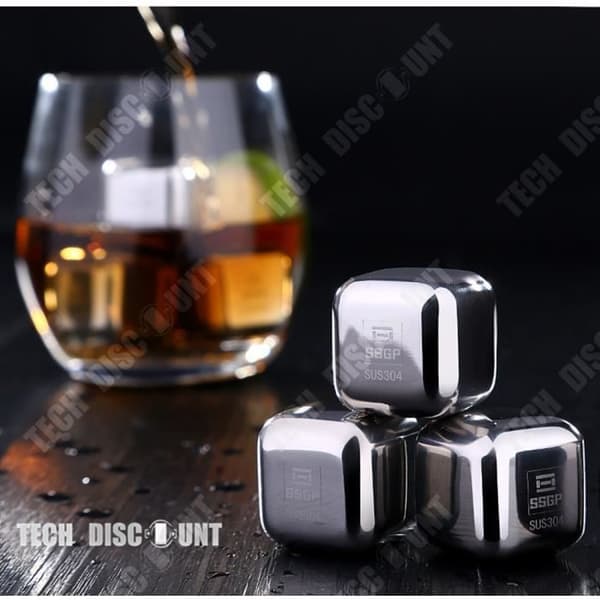 TD® Ice Cube Stone Whisky Återanvändbar rostfritt stål Alkoholvin Högkvalitativ present för män Dryckskylarset med 4