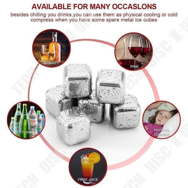 12 X Bacs för Istärningar Whisky Pierre för Whisky Frys Stål Inox Återanvändbara Istärningar i Inox för att Kylas Drycker
