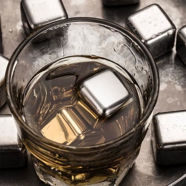 12 X Bacs för Istärningar Whisky Pierre för Whisky Frys Stål Inox Återanvändbara Istärningar i Inox för att Kylas Drycker