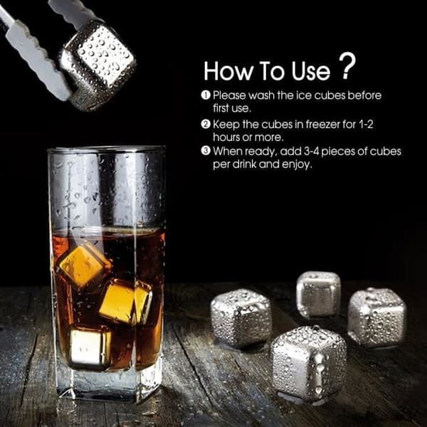 TD® Lot 8 Cube Ice Cube Rostfritt stål Återanvändbar Ice Cube Kylning Frys Whisky Vodka Öl Vit Vin Cockta