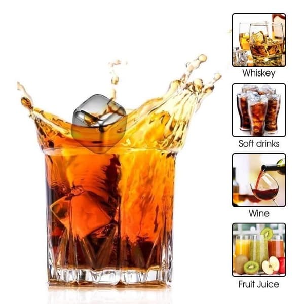 TD® Lot 8 Cube Ice Cube Rostfritt stål Återanvändbar Ice Cube Kylning Frys Whisky Vodka Öl Vit Vin Cockta