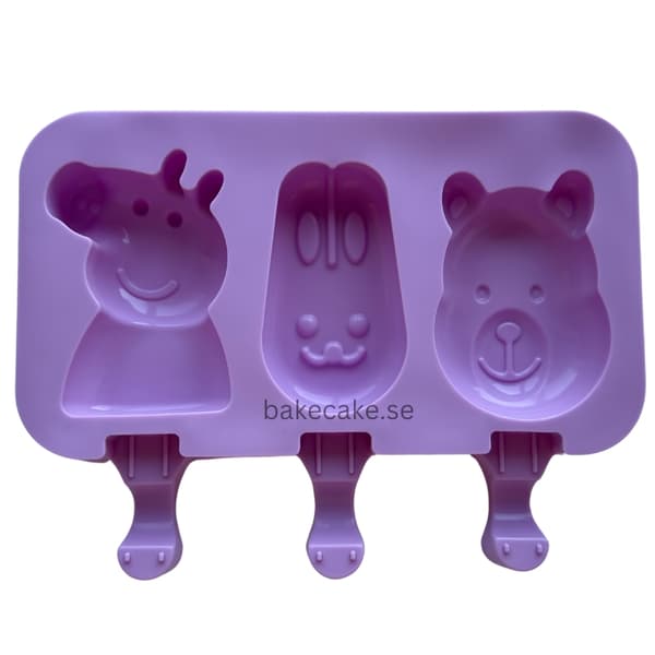 Djur Popsicle med Glasspinnar 50st –Djurdesign med Kanin, Gris & Björn
