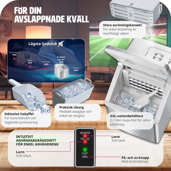 Ismaskin för klara iskuber - silver
