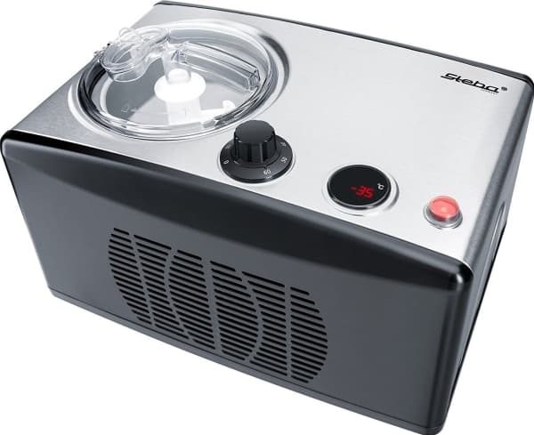 Steba IC 150, Kompressor-iskremmaskin, 1,5 l, 1 boller, LED, Rustfritt stål, Sort, Rustfritt stål