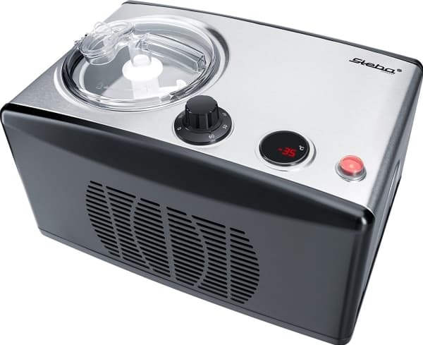Steba IC 150, Kompressor-iskremmaskin, 1,5 l, 1 boller, LED, Rustfritt stål, Sort, Rustfritt stål