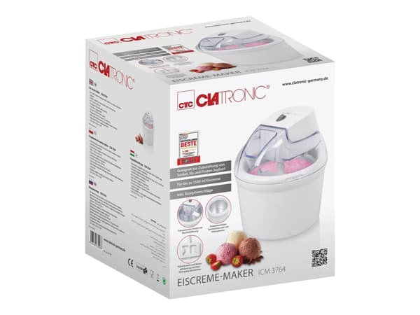 Clatronic ICM 3764 - Sorbetblandare - 1,5 liter - 12 W - vit