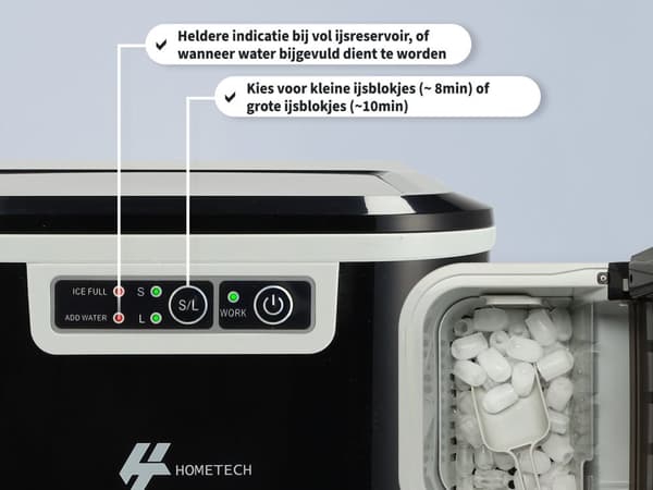 HomeTech - Jääpalakone - 2,2L - Musta