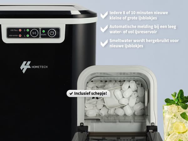 HomeTech - Jääpalakone - 2,2L - Musta