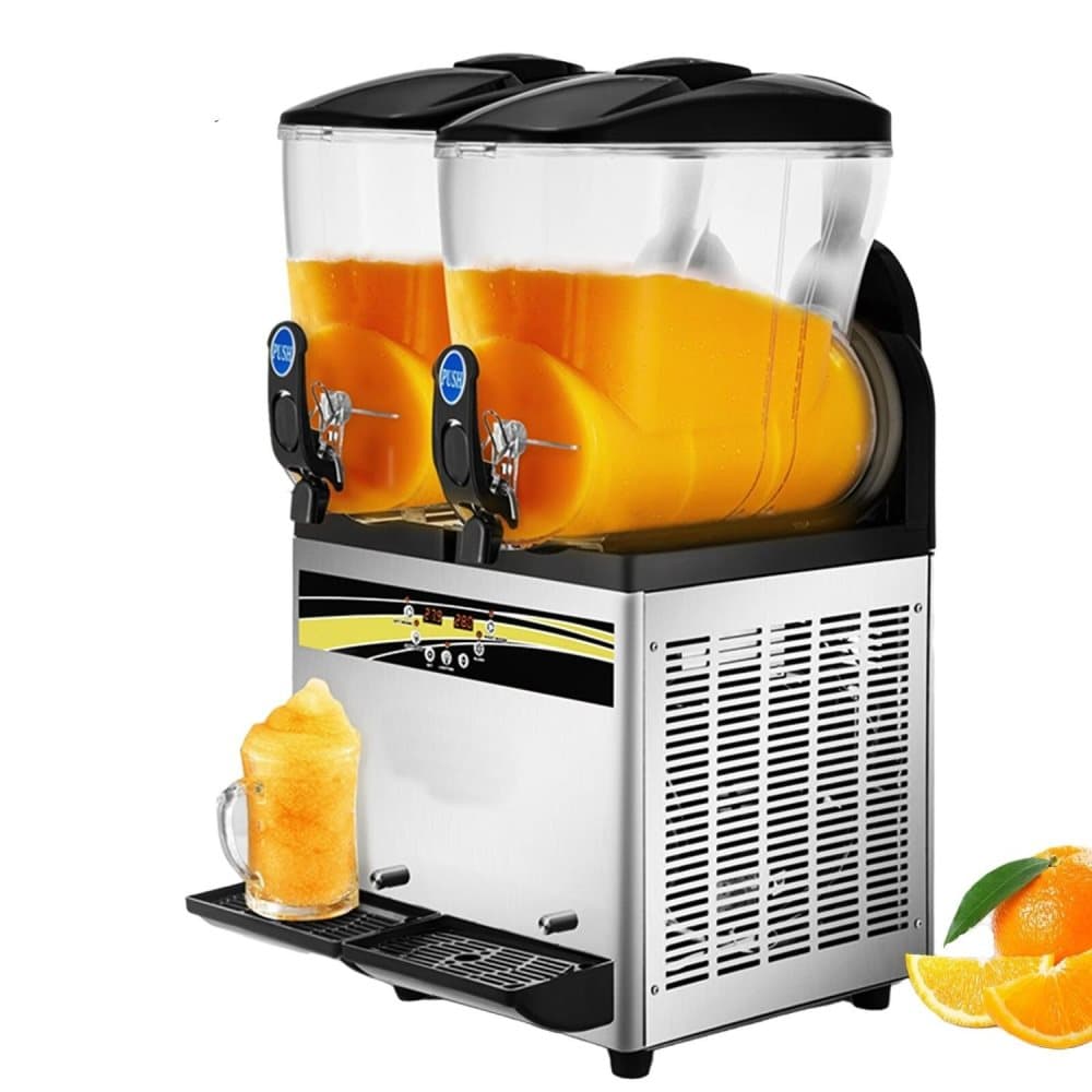 Slush Machine | Slush valp | 2x15l | Elektrisk | Stort format 2 Cylinder | Göra slushvalp Ice Machine | Crush Ice Cream