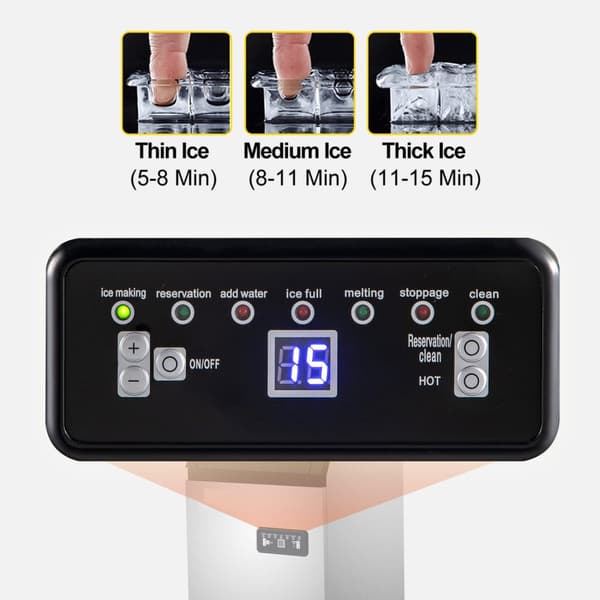 68kg/dygn 410W multifunktionell kommersiell ismaskin med digital LCD-panel, hög isproduktion och lagringskapacitet