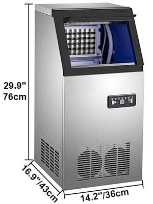 68kg/dygn 410W multifunktionell kommersiell ismaskin med digital LCD-panel, hög isproduktion och lagringskapacitet